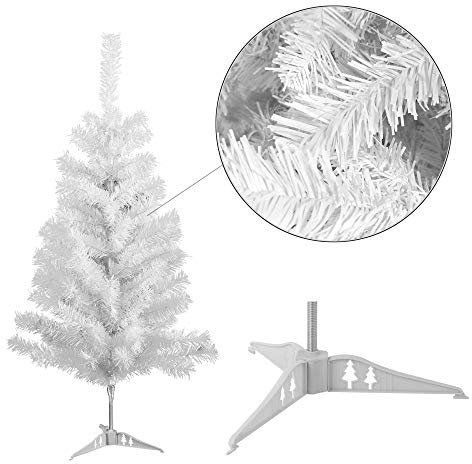 Rapid Teck® Weihnachtsbaum Künstlich 90cm (100 Äste) | Weiss | Tannenbaum mit Schnellaufbau Klappsystem Material PVC inkl. Ständer | Nordmanntanne