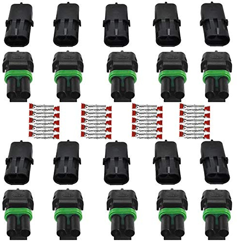 GTIWUNG 10 Kit 2 Pin Auto Impermeabile Connettore, Connettore Elettrico Spina Impermeabile 2.5mm terminale 20–16AWG Impermeabile Legare Elettrico Connettore per Auto Camion Marina Moto