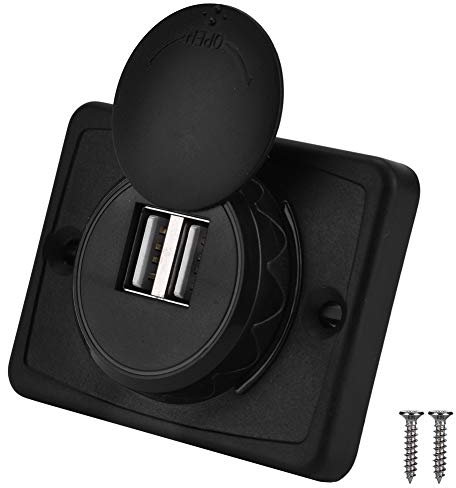 USB Steckdose 12V,USB Einbaubuchse 12V,USB Einbaubuchse,Auto USB Ladegerät,USB Auto Steckdose 3.1A Dual USB Port Autoladegerät Schwarzes Abs USB Anschluss Ladebuchse 12V Led Wasserdi