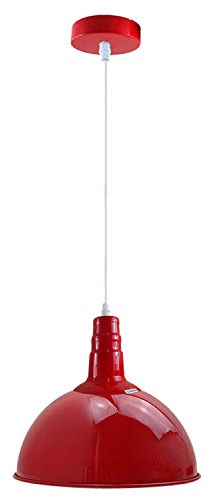 LEDSone Mini-Kuppel-Pendelleuchte, Bauernhaus-Stil, höhenverstellbar, E27-Sockel, für Küche, Esszimmer, Schlafzimmer. (Rot, Ohne Leuchtmittel)