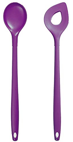 Kochblume Kochlöffel & Backlöffel 2er Set | Premium-Silikon & BPA frei| Hitzbeständig | Spülmaschinenfest | 30cm | Farbe: lila