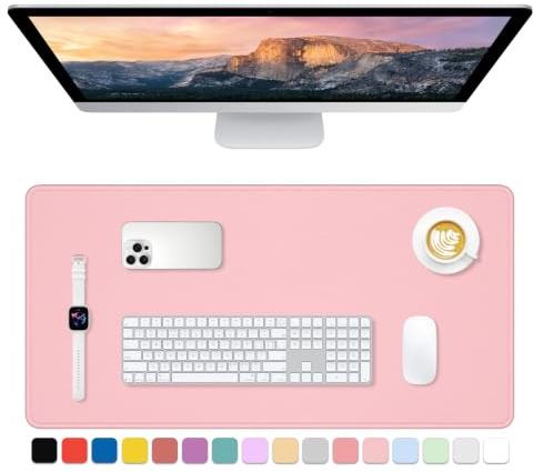 Dapesuom Großes Gaming-Mauspad, erweitertes Schreibtischmatte mit genähten Kanten, wasserabweisendes Tastaturpad mit Rutschfester Unterseite, großes XXL-Mauspad für Gamer, 80 x 40 cm, Hellrosa