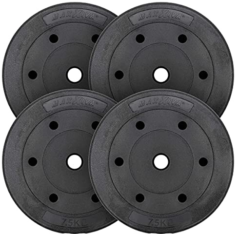 MAXXIVA Hantelscheiben-Set Zement 4 x 7,5 kg Ersatzgewichte für den Muskelaufbau Krafttraining Fitness-Zubehör Gewichtheben Gewichtsscheiben 30 kg