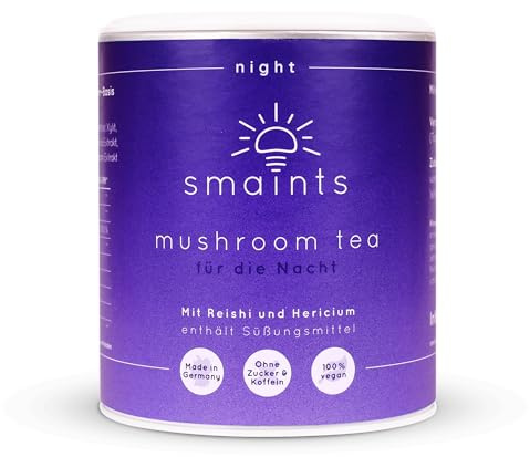 smaints Mushroom Tea | Komplex-Formel mit Reishi, Hericium, Melisse, Baldrian, Ashwagandha & Vitamin C | Perfekt vor dem Schlafengehen | Superfood Vitalpilze