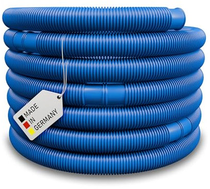 Poolschlauch Ø 32mm / Ø 38mm Saugschlauch Schwimmbadschlauch Solarschlauch Wasserschlauch UV & Chlorwasser-beständig Pumpenschlauch mit Muffen Made in Germany (32 mm - 30 m, Blau)