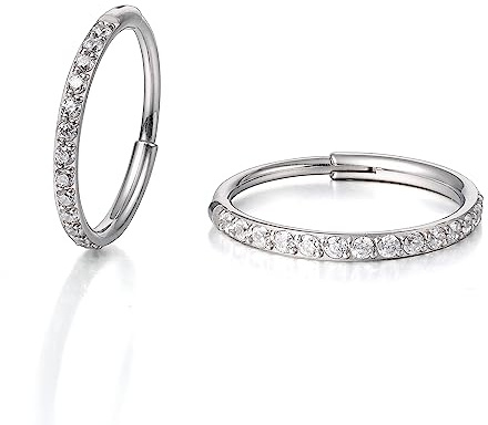 Limerencia Titan Reif-Ohrringe für Damen Herren, Medizinische Hypoallergen ohrstecker,8-12MM Ohrringe für empfindliche Ohren Mode Damenschmuck(12mm，Silver)