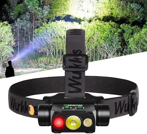 Wurkkos HD50 4000 Lumens Rechargeable Headlamp with Red Light,90CRI Bright LED Headlamp with 6 Modes, Dual Switch and Magnetic Base,IP67 Waterproof USB C Rechargeable Head Lamp for Camping Repairing