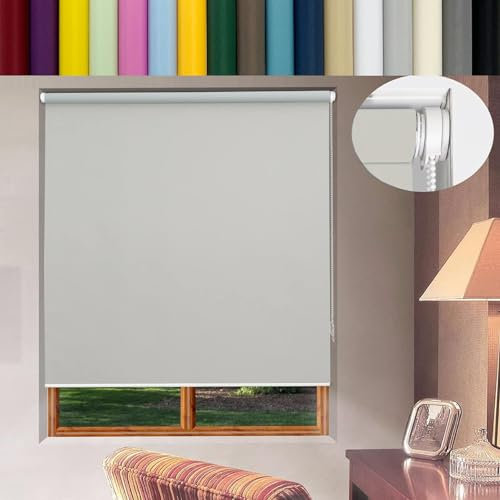 Rollos Fensterrollo Rollo Klemmfix, 120 x 50 cm Sonnenschutz und Sichtschutz Sonnenschutz Fensterrollo Seitenzugrollo mit Klemmträger, für Fenster & Tür, Hellgrau