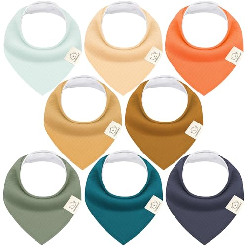 KeaBabies 8-pack triangulär halsduk baby för flickor, pojkar – ekologisk bomull baby haklapp för tänder, mjuk, absorberande halsduk baby för nyfödda, tvättbar bandana dregelhaklapp baby (eclipse)