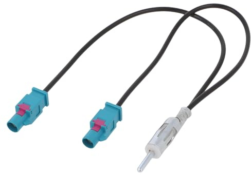Sound-way Adattatore antenna per autoradio AM/FM/Dab connettore Y doppio 2 Fakra Z a DIN maschio/femmina universale compatibile con BMW, Mercedes, Volkswagen, Dacia, Peugeot, Citroen Mini Cooper