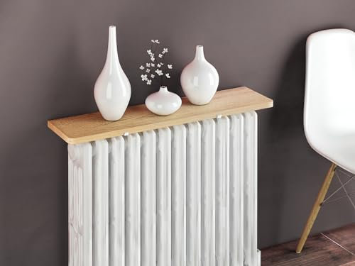 Merveille - Estante para Radiador sin Taladrar - Balda Reversible de Melamina Haya/Roble - Grosor 19 mm - Resistencia a la Humedad + Calor, 100°C - 90 x 20 cm