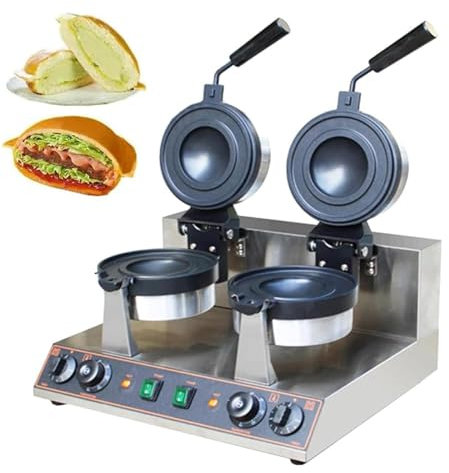 LSHFYV Máquina para Hacer gofres de Hamburguesas Comercial, Prensa para sándwiches, Molde para gofres de Hamburguesas, para hogar y Comercial, Temperatura Ajustable, calefacción de Doble Cara,B
