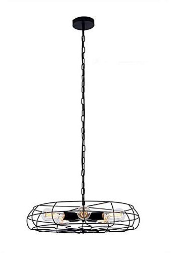 ZVALIEVYE Lampadario a Sospensia Forma Di Ventilatore da Soffitto Industriale Retrò a 5 Luci con Gabbia Lampada da Soffitto a Semi-Incasso Soggiorno Sala Studio Lampadario da Tavolo Vintage Kronleucht