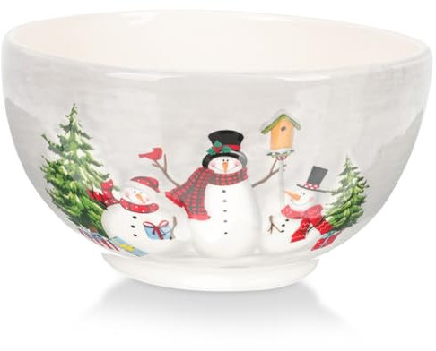 Amosfun Ciotola Da Cena in Ceramica Con Elementi Natalizi Ciotola Zuppiera Multiuso Per Uso Quotidiano Casa e Servizio Contenitore Per Riso e Insalata Regalo Elegante Per Amici e Famiglia