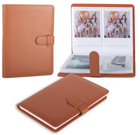 HIYQIN Album photo vintage pour Fuji Instax Wide 400/300/210/EVO, livre photo 80 pochettes en cuir PU pour Instax Wide/Polaroid Now/600/i-Type Camere Film – Album photo 8,9 x 10,8 cm – Marron