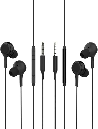 3.5mm Mit Kabel Kopfhörer (2Stück)Aux Wired Headset Cable Klinke für Phone PC Headphones Mikrofon Musik Audio Kompatibel für Samsung Anschluss in-Ear Ohrstöpsel Kopfhoerer MP3 Android Ohrhörer S10-ej