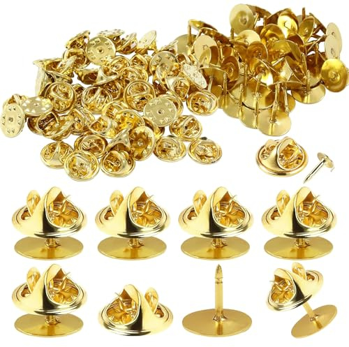 Pin Verschluss,50 Paar Schmetterling Stift Clutch,Schmetterling Pin Verschluss,Verschlüsse Butterfly Clips,Metall Schmetterlings mit Pferdedornnadel für Schmuckherstellung und Handwerk (Gold)