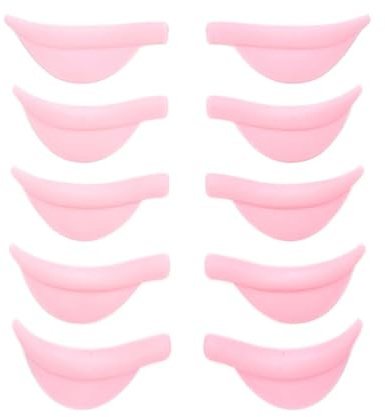LEEQ 10 PCS Bigodino per Ciglia in Silicone - Bigodini Laminazione Ciglia Riutilizzabili, Cuscinetti Permanenti per Ciglia XS/S/M/L/XL, 5 Misure, Barre di Sollevamento Ciglia, Rosa