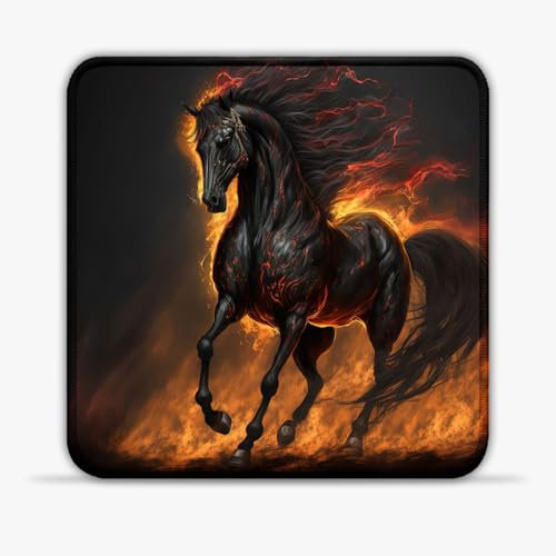 Tapis Souris Portable Cheval Noir (20X20) CM 7.87(in) respectueux l'environnement Tapis Souris Bureau en Fibre Superfine Compatible avec Les Souris Laser et optiques