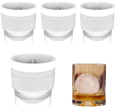 Ice Ball Mould, Round Ice Cube Moulds, Silicone Large Ice Cube Moulds, Freezer Stackable Iceball Moulds Perfect for Whisky, Cocktails & Soft Drinks
