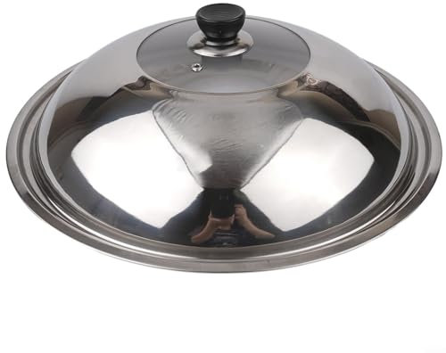 Coperchio in vetro temperato da 40 cm, universale, con manico resistente al calore, per casseruole, wok, padelle, pentole lavabili in lavastoviglie