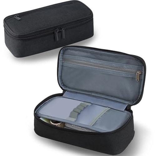 RTSHUK Federmäppchen Mäppchen, 5 Fächer Federtasche Großer Vorrat Tragbares Federmappe mit Reißverschluss Mädchen Jungen Teenager Kapazität Pencil Case für Büro Schulmäppchen Schwarz