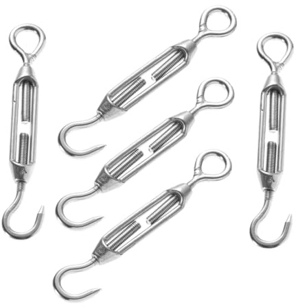 Alipis 5pcs Stainless Steel Turnbuckle Fasteners Heavy Duty Adjustable for Fence Wire Rope Tensioning and Cable Setup