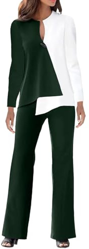 HEONSATI Tailleur Donna Giacca E Pantalone Set da Cocktail Aperto Davanti Colletto Manica Lunga Casual Abito da Cerimonia Eleganti Tuta Due Pezzi Giacche E Pantaloni con Bottoni Completo da Lavoro