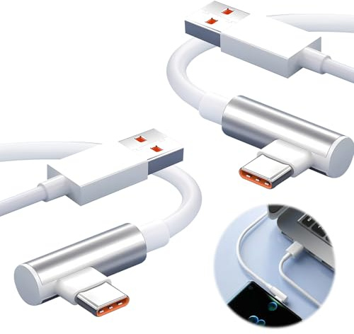 BosuLai 2Pcs 120W 6A USBC Cable, 2M 6A Cable USB C Carga Rapida 90 Grados