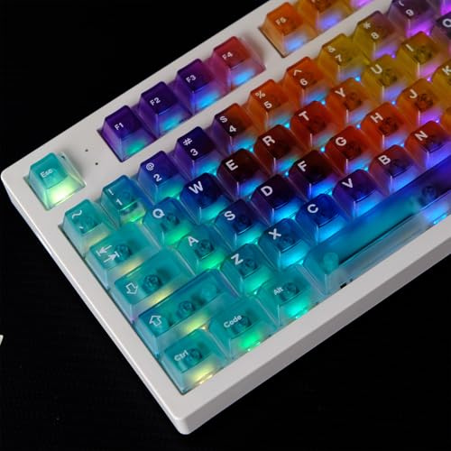 122 tangenter genomskinliga tangentkåpor set PC UV tryckt Cherry Profile Rainbow Fit för 60 % 65 % 75 % mekaniskt tangentbord Cherry Mx omkopplare