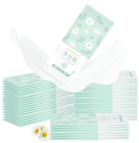 50 Stück Feuchte Waschlappen Einzeln Verpackt, Erfrischungstücher, Feuchtes Toilettenpapier Einzeln Verpackt, Feuchttücher Einzeln Verpackt, Kamille Hygienische Reinigungstücher