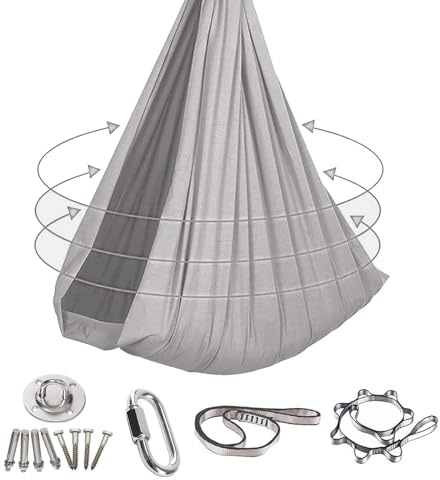 Indoor-Hängematte, ultraleichte tragbare Schaukel Outdoor, geeignet für Schlafzimmer, Balkone, Innenhöfe oder Camping, komplett mit allem Zubehör(Grau)