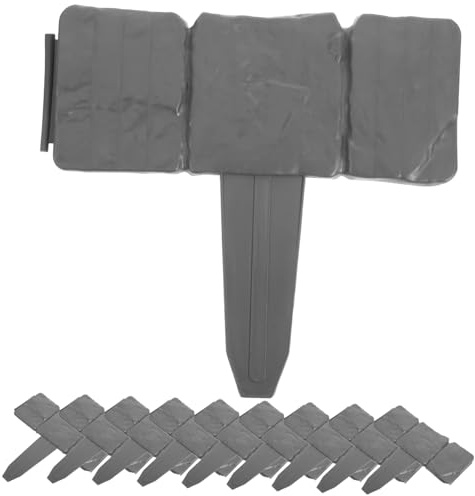 TOYANDONA Bordure De Jardin en Plastique Fausse Pierre 20 Pièces pour Pelouse Extérieure Clôture Décorative sans Creuser Bordure De Parterre De Fleurs Polyvalente Et Flexible