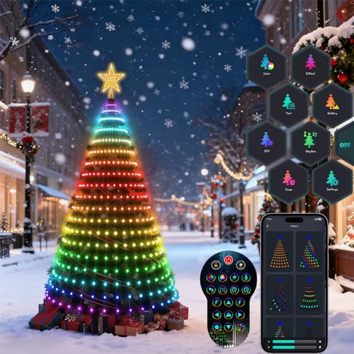 Lichterkette Weihnachtsbaum 400 LED,Weihnachtsbaum Beleuchtung IP65 Wasserdicht,Weihnachtslichterkette, Weihnachtsbeleuchtung App Steuerung,Christbaumbeleuchtung USB-Anschluss,LED Christmas Lights