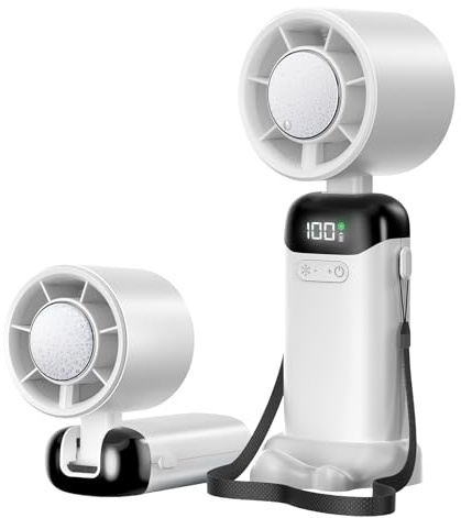 Jsdoin mini ventilatore portatile ricaricabile,5 velocità Turbo ventilatore usb da tavolo,ventilatore piccolo portatile a batteria, per casa, ufficio, camera da letto, viaggi e all’aperto (Bianco)