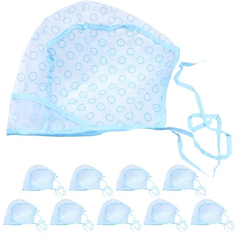 DECHOUS 10 Gorras Reutilizables para Teñir el Cabello con Orificios, Tapa para Mechas Azul con Capa, Material Cómodo y Ligero para Uso en Casa o Salón de Peluquería