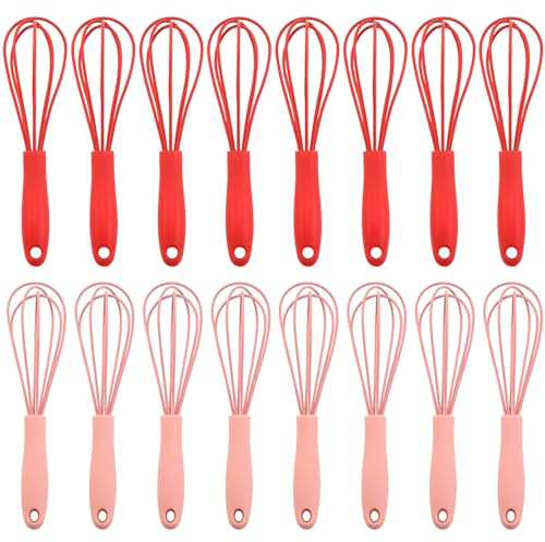 Frusta in silicone per cucinare 16 pezzi Frusta piccola a mano per pentole antiaderenti Frullino per le uova da 6, 6 pollici per cuocere al forno, sbattere, schiumare e mescolare, fruste per cucinare