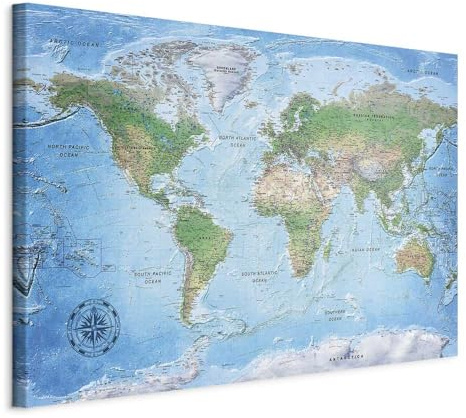 murando - Pinnwand Landkarte Lernkarte, 120x80 cm, Wohnzimmer, Büro, Kork | Kombiniert Pinnwand und Wandbild, praktisch und dekorativ, ideal fürs Büro oder Wohnzimmer, inspirierend, langlebig, stilvoll