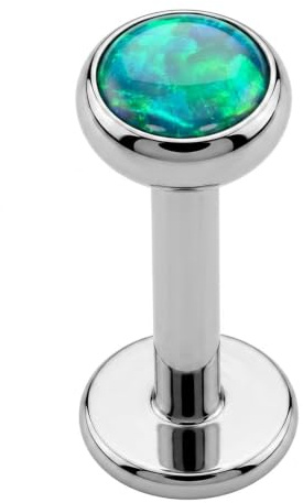 Opal Stein intern Gewinde Top 16 Gauge 316L chirurgischer Stahl Lippe Labret Tragus Bar Piercing