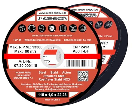 10 INOX Trennscheiben für Trenn-/ oder Winkelschleifer - Ø 115 mm Wellendurchmesser/INOX/Flexscheiben