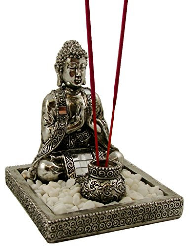 INtrenDU Räucherstäbchen-Halter Buddha Set inkl. Dekosteinen Räucher Zubehör