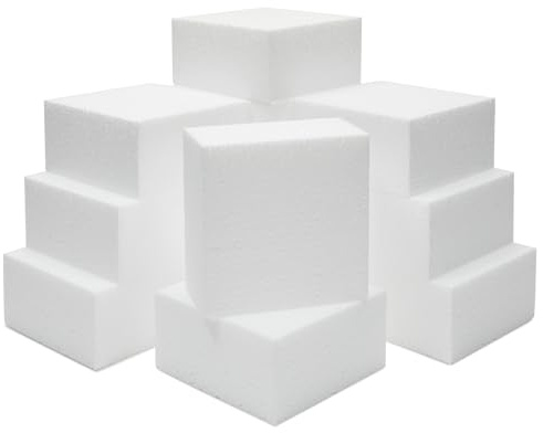 Juvale Craft Foam Square Blocks for Sculpture, Modeling, DIY Arts and Crafts - 12-Pack, White, 10 x 10 x 5 cm Each