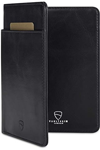 Vaultskin Kensington Reisepasshülle, RFID Reisepass Hülle (Schwarz) | Travel Organizer, Passport Cover, Holder und Wallet für Damen und Herren, Tasche für Karten und Dokumente, weiße Geschenkbox