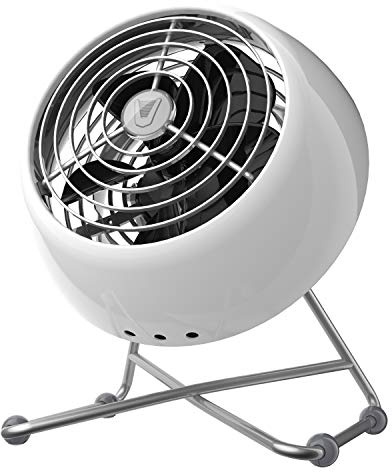 Vornado VFAN™ Mini Modern Personal Desk Fan with 2-Speed Control, Adjustable Tilt, Quiet Metal Air Circulator for Office, Bedroom, Dorm, Compact Desktop Cooling Device, Ice White