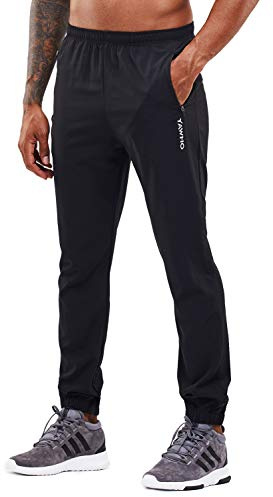 YAWHO Herren Jogginghose Trainingshose Sporthose Sweathose Fitnesshose Freizeithose Lang mit Reissverschluss Taschen und Kordelzug
