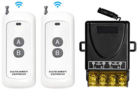 QIACHIP Interruptor Remoto inalámbrico, AC 110V 220V 230V 240V RF Control Remoto interruptores de luz 433 MHz 950 pies de Largo Alcance para la Bomba de Agua, Las Industrias de Seguridad