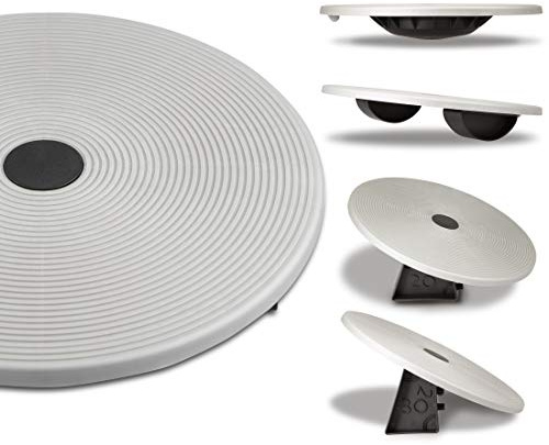 Ultrasport Gleichgewichtsbrett 2in1, Wackelbrett zum Trainieren von Koordination und Gleichgewicht, zusätzlich als Stretching-Trainingsgerät und Therapie-Kreisel nutzbar, Grau/Schwarz