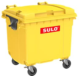 SULO CITYBAC RAL1018 - Cubo de basura con tapa plana, 1100 L, color amarillo