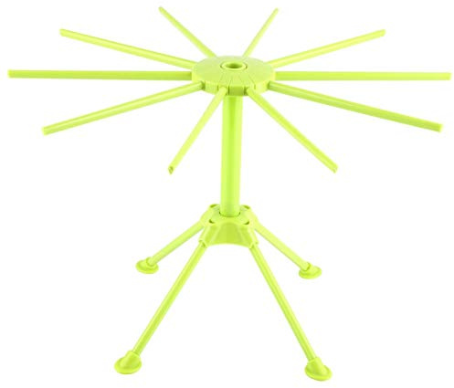 Pasta Drying Rack, Household Noodle Dryer Rack Collapsible Spaghetti Drying Rack Stand Dryer Kitchen Tool Easy Storage and Quick Set-up with 10 Bar Handles Foldable(Green)