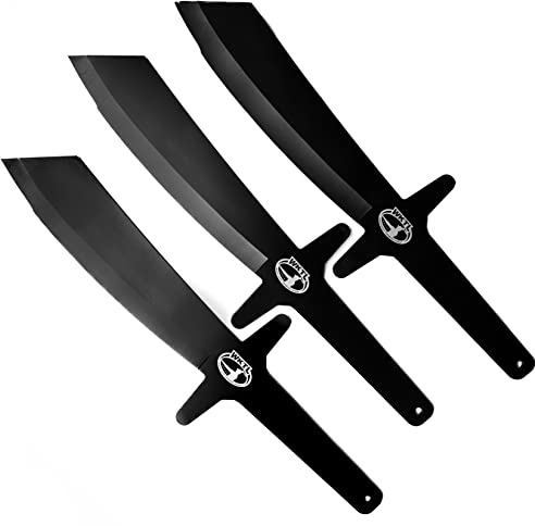 WKTL World Knife Throwing League Blackhawk Professional Balanced Throwing Knife Set with Three Knives, Stone Rolled Finished Blade, Full Tang, Stainless Steel, with Premium Nylon Sheath